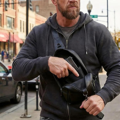 CCW Sling bag for Women & Men-Cusual EDC bag with fast access-Concealed carry crossbody bag for Women & Men-Include universal fast draw Holster (Zipper Beige)