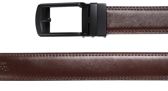 Tonywell Mens Leather Ratchet Belts with Click Buckle Perfect Fit Dress Belt 30mm Wide