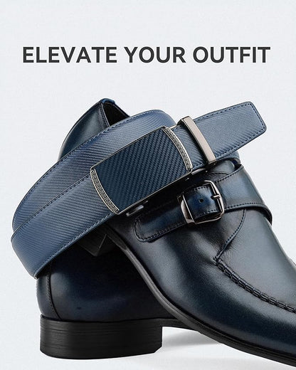 MILORDE Men's Leather Ratchet Belt - 35mm - Customizable Fit