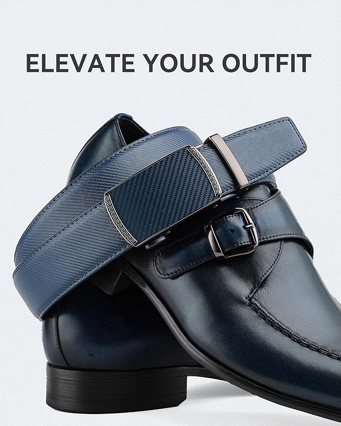 MILORDE Men's Leather Ratchet Belt - 35mm - Customizable Fit