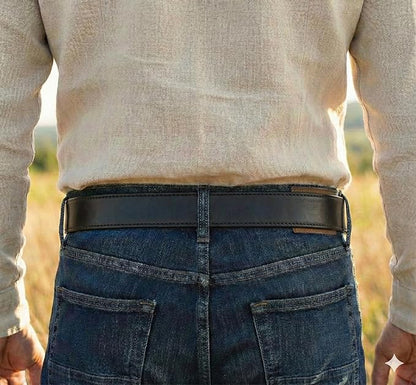 BC Belts Leather Belt Strap with Vintage Distressed Texture 1.5" Wide with Snaps and without Buckle
