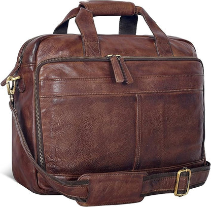 Oak Leathers Leather Messenger Bag for Men and Women - Laptop Briefcase Bag For College, Office, Adjustable Shoulder Strap