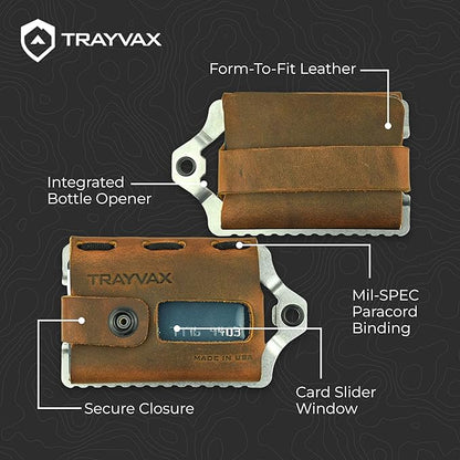 Trayvax Element Wallet, RFID Front Pocket Credit Card Holder with Money Clip, Minimalist Slim Leather Metal Wallet for Men and Women