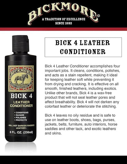 Leather Boot Care Kit - Bick 1 Cleaner, Bick 4 Conditioner, Gard-More Water Repellent Spray & Cloth - Made in USA - Shoe Care Set for Cowboy Boots, Work Boots, Furniture, Bags, Purses, Jackets, & Tack