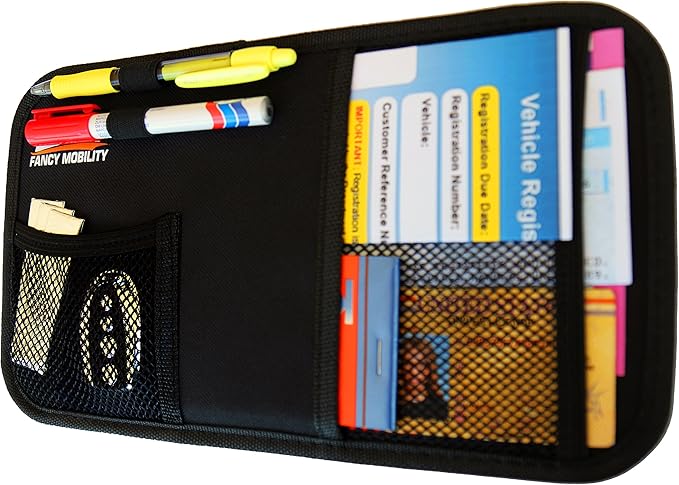 Car Sun Visor Organizer - Auto Accessories Document Holder - Car, Truck, SUV Registration & Insurance Storage Pouch - Road Trip Essentials Gift for Any Driver + 5Year Warranty (5 Pack)