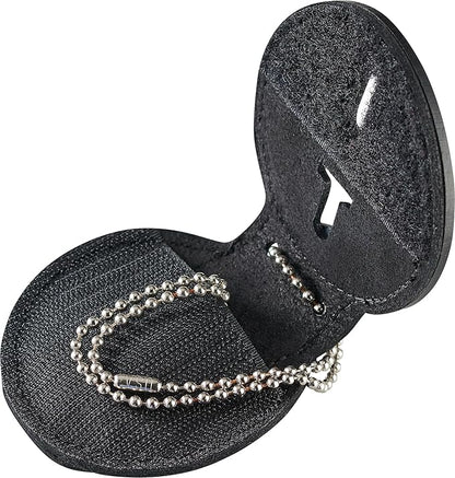 Perfect Fit Cook County Sheriff’s Office Police Badge Holder with Neck Chain and Belt Clip (Cutout PF-745) Black Leather