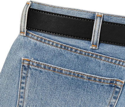 BC Belts Leather Belt Strap with Vintage Distressed Texture 1.5" Wide with Snaps and without Buckle
