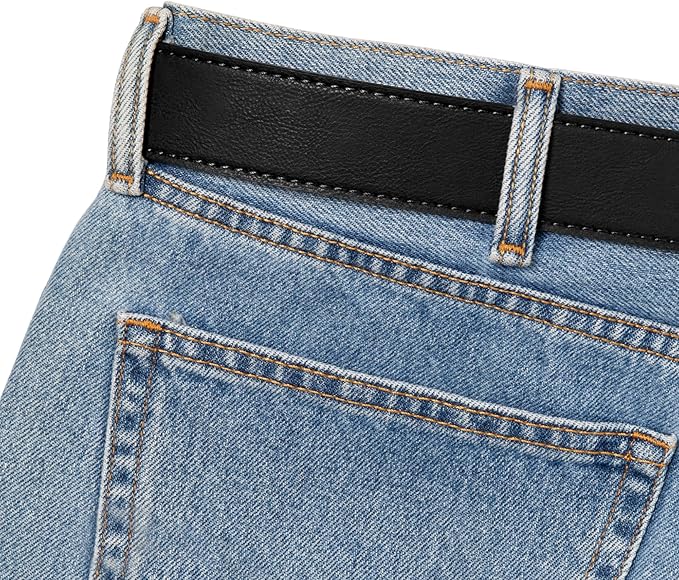 BC Belts Leather Belt Strap with Vintage Distressed Texture 1.5" Wide with Snaps and without Buckle