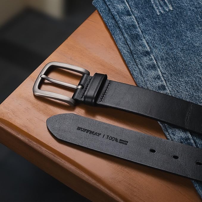 Buffway Men's Leather Belt,1.5" Handmade Top-Grain Leather–Durable,Comfortable,Suitable for Everyday Formal & Casual Wear
