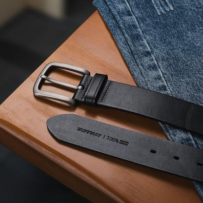 Buffway Men's Leather Belt,1.5" Handmade Top-Grain Leather–Durable,Comfortable,Suitable for Everyday Formal & Casual Wear