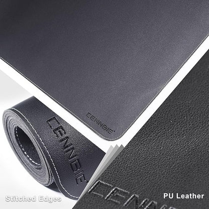 CENNBIE Leather Desk Mat Protector, 51.2" x 16" Extra Large Leather Office Desk Pad Mat for Full Desk, Computer Desk Mat on top of desks - Oversized Large Mouse Pad (Black)