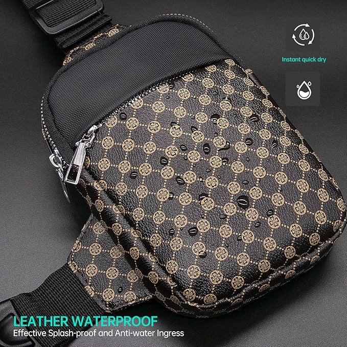 Long Keeper Mini Sling Bag - Women Men Vegan Leather Crossbody Phone Bag Waterproof Travel Running Chest Bag Casual Daypack