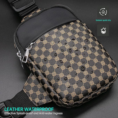 Long Keeper Mini Sling Bag - Women Men Vegan Leather Crossbody Phone Bag Waterproof Travel Running Chest Bag Casual Daypack