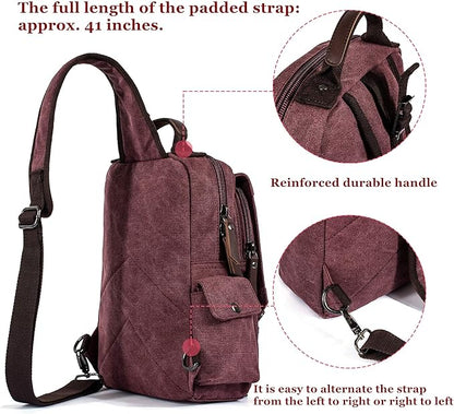 Leaper Retro Crossbody Bag Sling Bag Canvas Messenger Bag for Men Women Shoulder Bag Crossbody Handbags Satchel Travel Bag