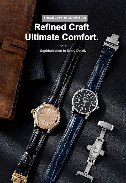 EACHE Croco Design Leather Watch Bands for Men Women,Quick Release Strap with Butterfly Deployment Buckle 18mm 19mm 20mm 21mm 22mm 23mm 24mm