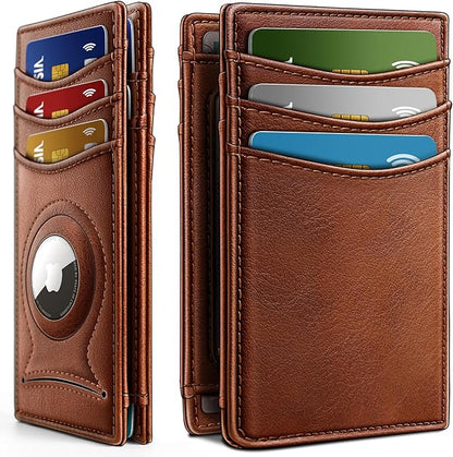 BULLIANT Slim Wallet For Men 12Cards,Magnetic Flip Build-in Money Clip Airtag Compatible-RFID Blocking