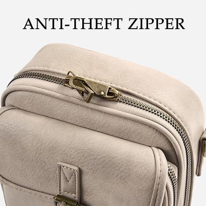 Small Messenger Bag Vegan Leather Crossbody Bag for Women Men, Vintage Cross Body Shoulder Purse with Card Slots