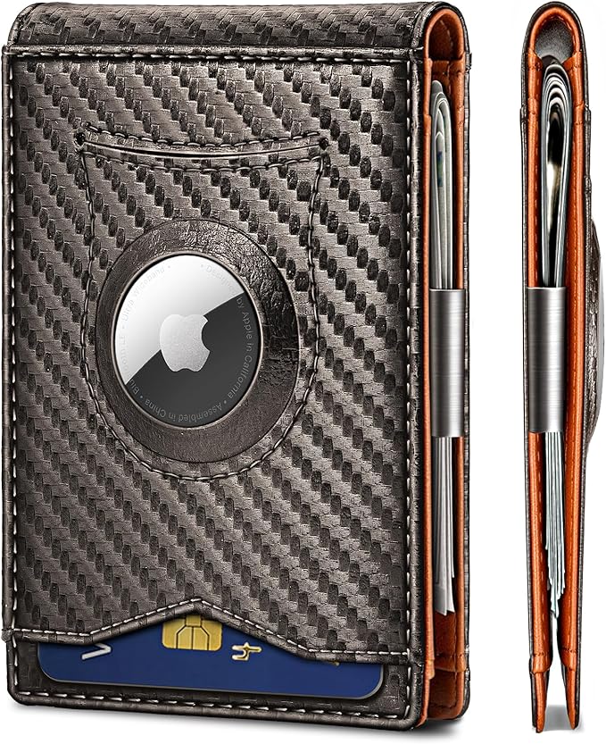 BULLIANT Men Wallet Airtag&Standard Use,Slim Front Pocket Wallet Money Clip for Gifg Men RFID Blocking 11Cards