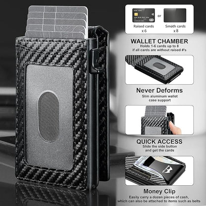 Card Wallet for Men Slim Minimalist: Smart Pop Up Wallets with Money Clip - RFID Front Pocket Credit Card Holder - Gift for Men Husband