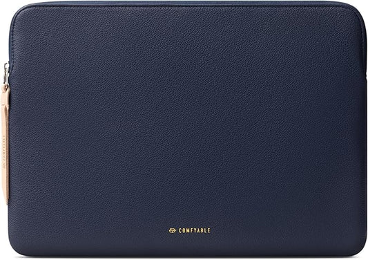 Comfyable Slim Protective Laptop Sleeve Compatible with 13/14 Inch MacBook Air & MacBook Pro M5/M4/M3/M2 Pro/Max 2026, Mac Travel Case, Laptop Pouch, Slim PU Leather Cover, Blue