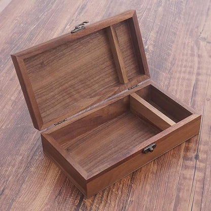 Walnut Handmade Walnut Partition Wooden Box for Keepsakes, Photos, Jewelry Ring Wedding Gift Box
