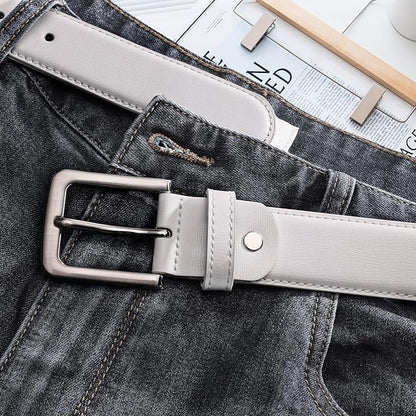 maikun Mens Black Leather Belt, Casual Dress Belts For Men, Classic Design Pin Buckle