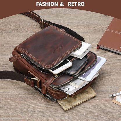 Jack&Chris Leather Messenger Bag for Men, Man Purse Crossbody Bags for Work Business