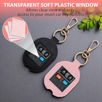 Leather Car Key Fob Cover Sleeve Holder for Broken Keys – Smart Remote Protector Case with Keychain for Men & Women