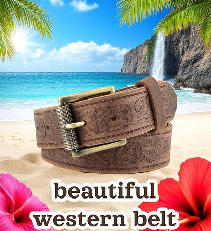 F&L CLASSIC Men's full Grain Vintage Distressed leather Belt,easy to change Roller buckle,1.5" Wide,USA,