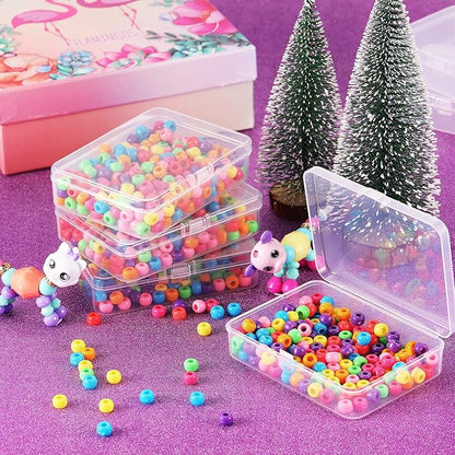SATINIOR 12 Pack Clear Plastic Beads Storage Containers Box with Hinged Lid for Beads and More (4.45 x 3.3 x 1.18 Inch)