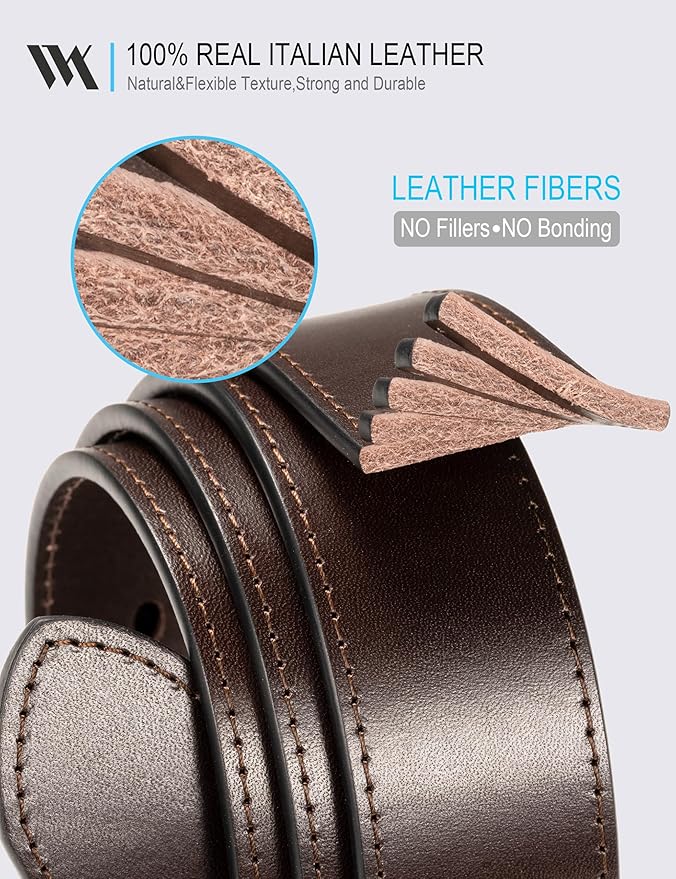 WOLFANT Men's 35mm Dress Casual Belt,100% Italian Full Grain Real Solid Leather