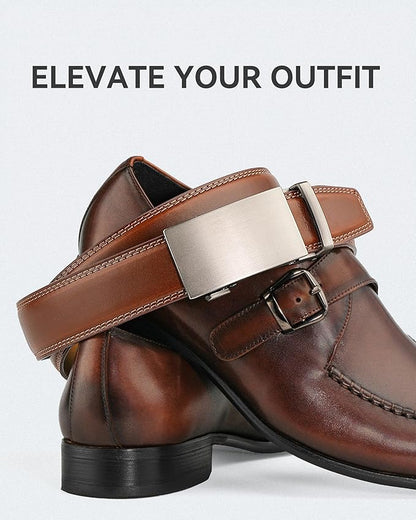 MILORDE Men's Leather Ratchet Belt - 35mm - Customizable Fit