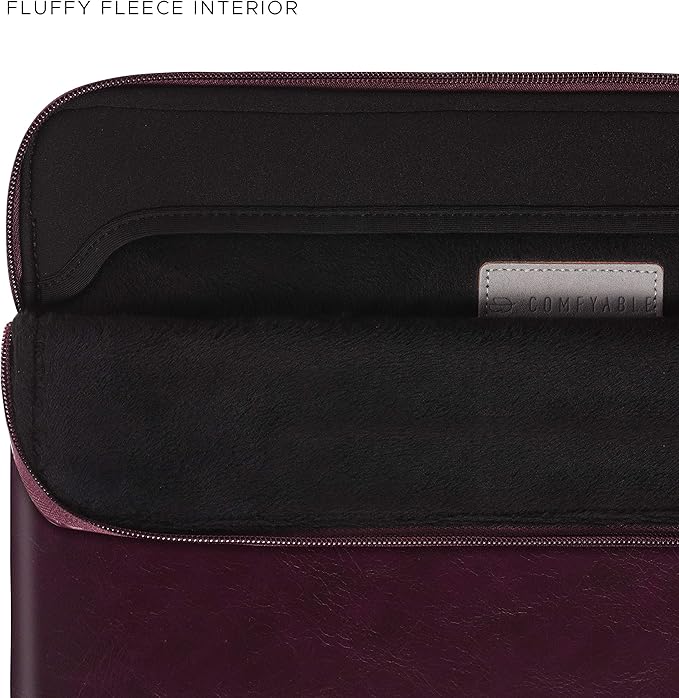 Comfyable Slim Protective Laptop Sleeve, PU Leather Bag Compatible with 15" MacBook Air (Snug Fit) M5 & 14" MacBook Pro M5 Pro/Max 2026 (Loose Fit), Berry Brown