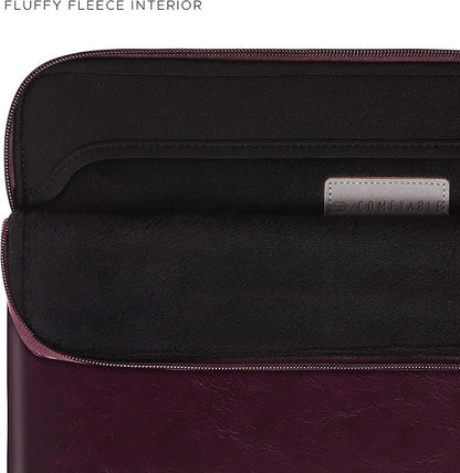 Comfyable Slim Protective Laptop Sleeve, PU Leather Bag Compatible with 15" MacBook Air (Snug Fit) M5 & 14" MacBook Pro M5 Pro/Max 2026 (Loose Fit), Berry Brown