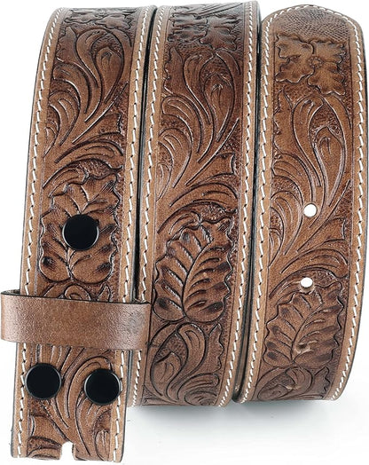 F&L CLASSIC Western Belt without buckle for men – Full Grain Leather Cowboy Belts for jeans - One Piece Leather strap belt