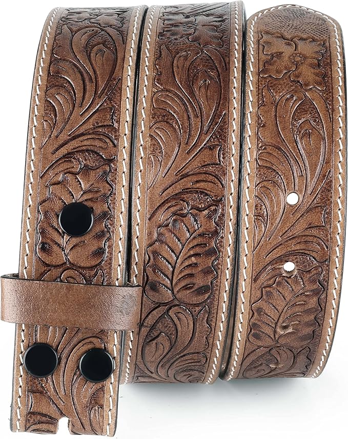F&L CLASSIC Western Belt without buckle for men – Full Grain Leather Cowboy Belts for jeans - One Piece Leather strap belt