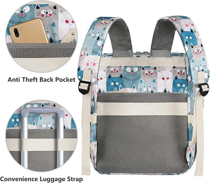 FALANKO Laptop Backpack for Women,Teacher Doctor Nurse Work Purse Bag for 15.6 Inch Laptop,Cute Cartoon Pattern backpack With RFID Anti Theft Pocket, Large Travel Bookbag for Women