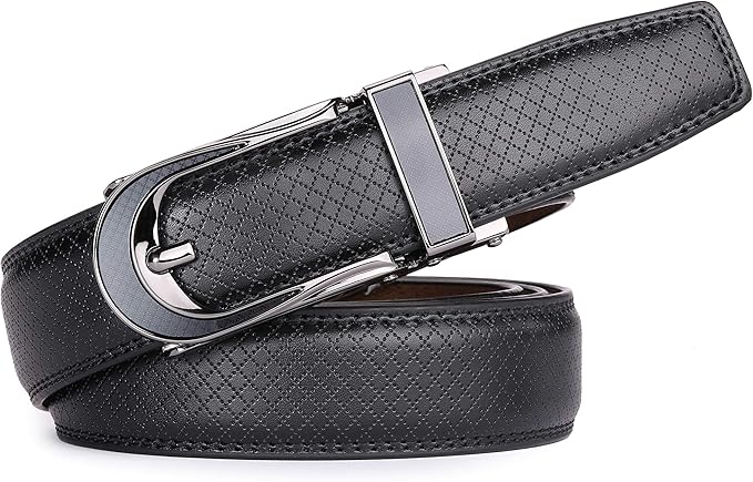 Men's Belt, Leather Ratchet Belt For Men's Dress 3.0cm,1 1/8" Size Adjusted Automatic Buckle