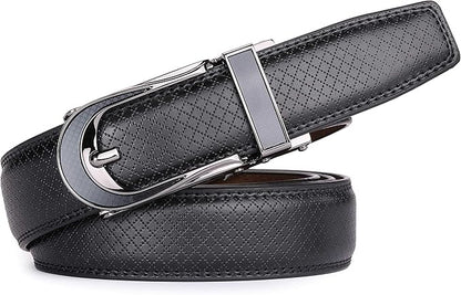 Men's Belt, Leather Ratchet Belt For Men's Dress 3.0cm,1 1/8" Size Adjusted Automatic Buckle