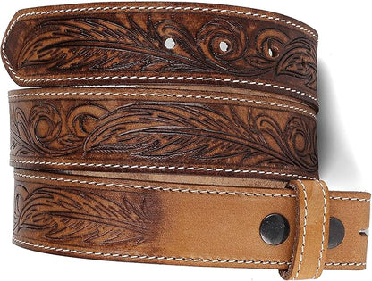 F&L CLASSIC Western Belt without buckle for men – Full Grain Leather Cowboy Belts for jeans - One Piece Leather strap belt