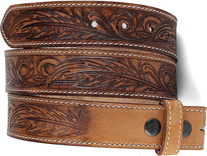 F&L CLASSIC Western Belt without buckle for men – Full Grain Leather Cowboy Belts for jeans - One Piece Leather strap belt