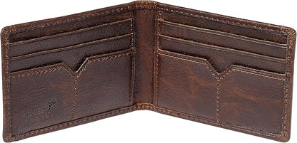 House of Jack Co. Deacon Bifold Money Clip Wallet for Men – Slim Front Pocket Leather Wallet with Metal Cash Clip, Exterior ID Window & Card Holder, Full-Grain Cowhide, Brown