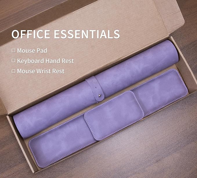 RENMTURE Large Mouse Pad and Keyboard Wrist Rest, Desk Pad for Keyboard and Mouse, Large Gaming Mouse Pad with Wrist Support, Desk Mat for Work and Gaming (Purple)