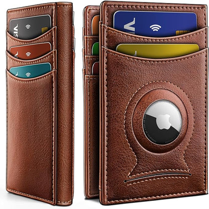 BULLIANT Men Airtag Wallet,Slim Wallet Money Clip Card Holder Magnetic Closure 12 Cards in Front Pocket RFID Blocking