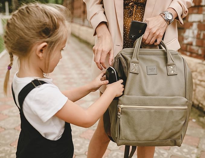 Kah&Kee Leather Backpack for Women and Men 15-inch Laptop Bag | Teacher Professional, Diaper Bag Backpack, Ideal for Work, School, Nurse, College & Travel (Dark Gray, Medium)