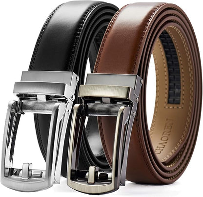 CHAOREN Click Belt for Men 2 Pack - Mens Dress Belt 1 1/4" in Packing Box - Design Belt Meet Almost Any Outfit and Occasion