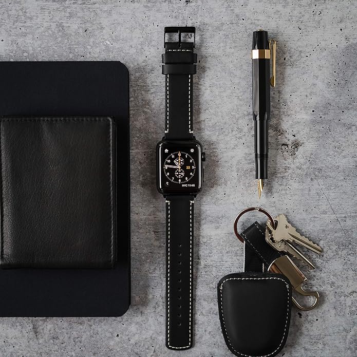 BARTON WATCH BANDS - Top Grain Leather Watch Bands Compatible with Apple Watch Models - 1, 2, 3, 4, 5, 6, 7, 8, 9, 10, SE, Ultra & Ultra 2