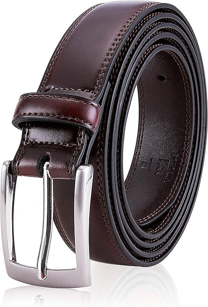 MILORDE Men's Genuine Leather Dress Belt, Handmade, 100% Cow Leather, Fashion & Classic Designs for Work Business and Casual