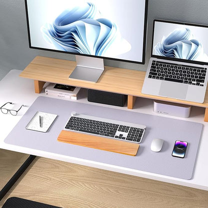 Aothia Large PU Leather Desk Pad Protector - Non-Slip Mouse Pad & Writing Mat for Office/Home, Waterproof, Easy to Clean (31.5"x15.7", Soft Lavender)