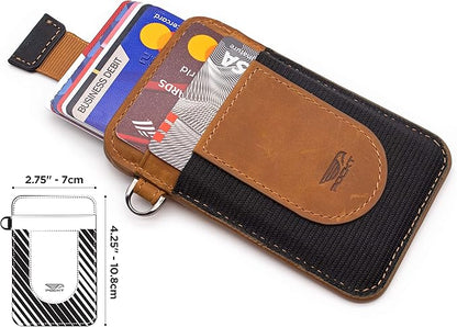 POCKT Card Holder Wallet For Men and Women - Slim Minimalist Front Pocket Wallet Elastic Credit Card Holder Genuine Leather RFID Blocking Card Case Wallets